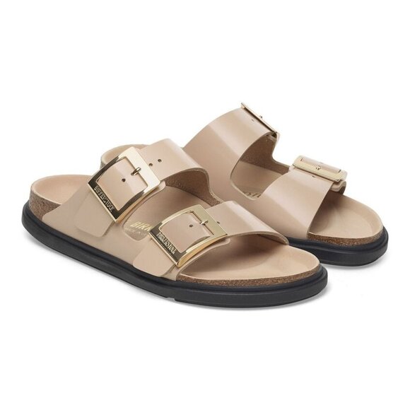 Birkenstock Shoes Arizona Droplet Buckle High Shine New Beige Sandals